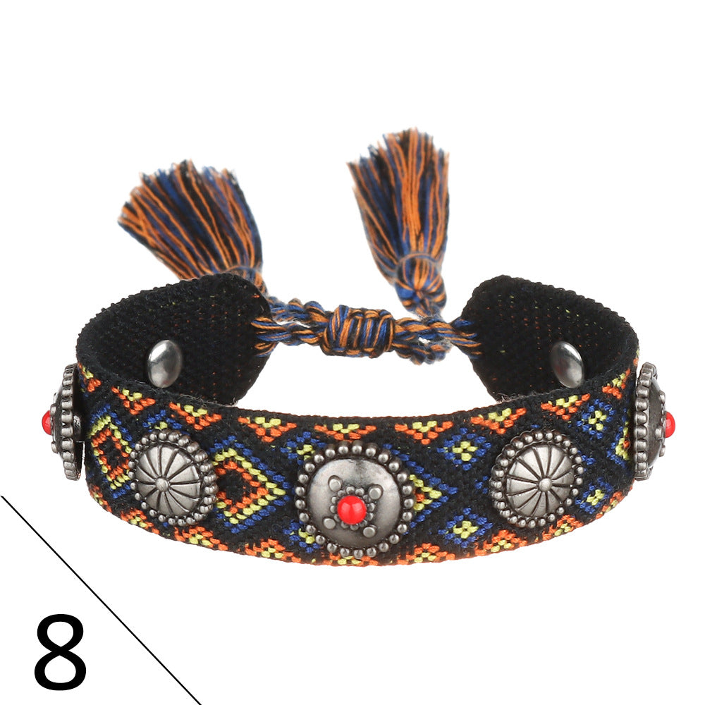 Wholesale Creative Rivet Alloy Woven Bracelets